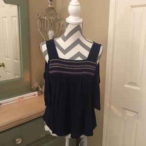 Navy embroidered shirt